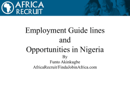 Employment Guide lines and Opportunities in Nigeria