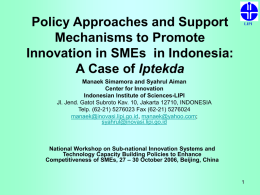 Policy Approaches and Support Mechanisms to Promote