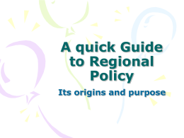 A quick Guide to Regional Policy