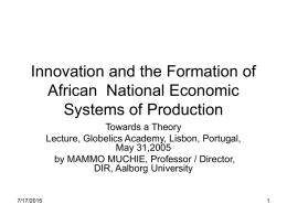 Innovation and the formation of African economic systems