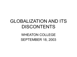 GLOBALIZATION AND ITS DISCONTENTS