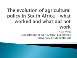 The evolution of agricultural policy in South Africa