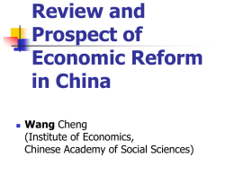 Economic Development and Economic Reform in China Wang