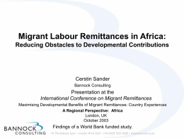 Maximising Developmental Benefits of Migrant Remittances