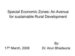 Special Economic Zones: An Avenue for sustainable Rural