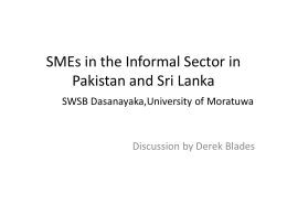 SMEs in the Informal Sector in Pakistan and Sri Lanka SWSB