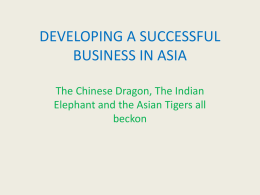DEVELOPING A SUCCESSFUL BUSINESS IN ASIA