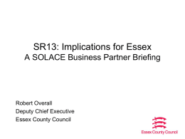 SR13 implications for Essex: A SOLACE Business Partner
