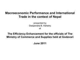 Macroeconomic Performance an d International Trade