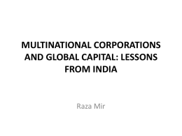 MULTINATIONAL CORPORATIONS AND GLOBAL CAPITAL: LESSONS