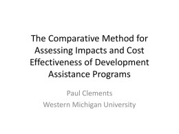 The Comparative Method for Assessing Impacts and Cost
