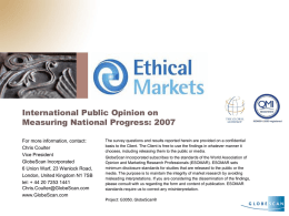 Ethical Markets: International Public Opinion on Measuring