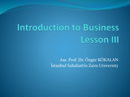 Introduction to Business Lesson III