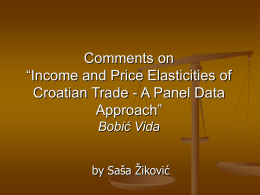 Comments on “Income and Price Elasticities of Croatian Trade
