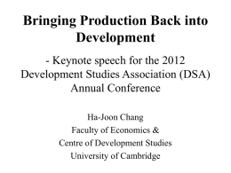 Keynote Address - Development Studies Association