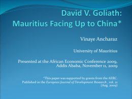 David V. Goliath: Mauritius Facing Up to China