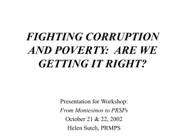 fighting corruption and poverty– our approach so far