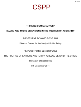 Macro and Micro Dimensions in the Politics of Austerity
