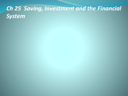 Ch 25 Saving, Investment and the Financial System