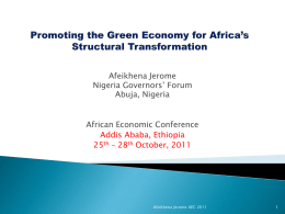 Promoting the Green Economy for Africa`s Structural Transformation