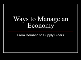 Ways to Manage an Economy
