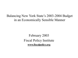 Balancing New York State`s 2003-2004 Budget