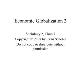 Class 7: Economic Globalization 2