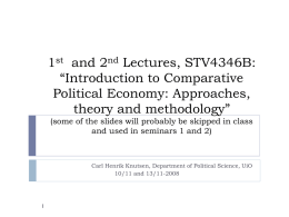1st Lecture, STV4346B: Comparative Political Economy