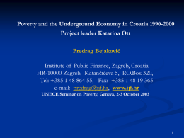 Poverty and the Underground Economy in Croatia 1990