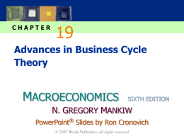 Advances in Business Cycle Theory