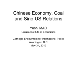 Chinese Economy, Coal and Sino-US Relations