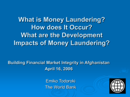 Money Laundering/Terrorism Financing Development Impact