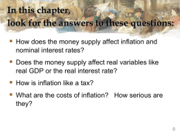 Money, Growth and Inflation – Chap 17
