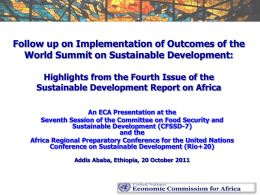 Outcomes of the World Summit on Sustainable Development