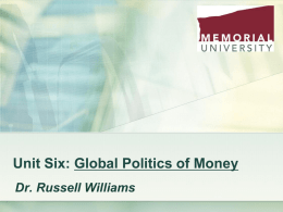 3250 Lecture - Monetary Relations