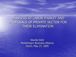 barijere na tržištu rada i predlozi privanog sektora za njihovo