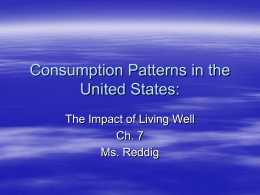 Consumption Patterns in the the United States