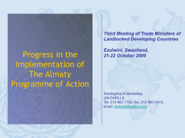 Progress in the implementation of the Almaty - UN