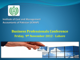 Business Professionals Conference Friday, 9 th November 2012