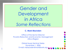 and Gender, Selected SSA Countries