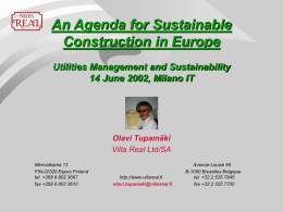 An Agenda for Sustainable Construction in Europe