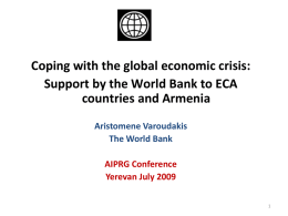 Support by the World Bank to ECA countries and Armenia