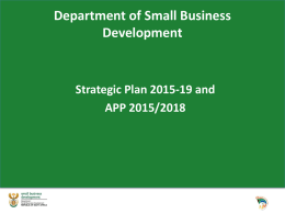 Department of Small Business Development Strategic Plan 2015