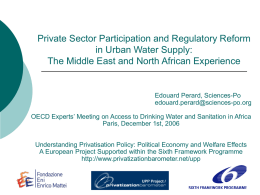 Privatization and regulatory reform in the water sector