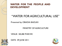 water for the people and development