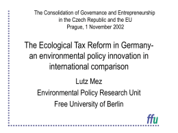 The Ecological Tax Reform in Germany