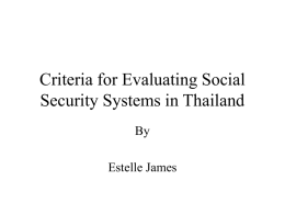 Criteria for Pension Reform in Thailand