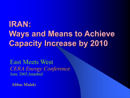 IRAN: Ways and Means to Achieve Capacity Increase by 2010