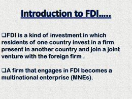 Chapter 1 Foreign Direct Investment