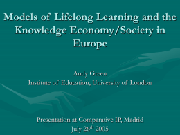 Lifelong Learning and the Knowledge Economy/Society in